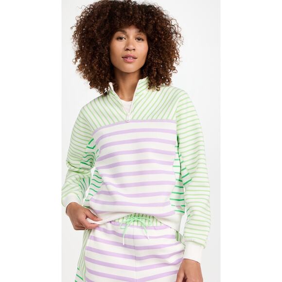 Scotch & Soda Striped Relaxed-Fit Half-Zip Sweater in purple green XS - Picture 1 of 8